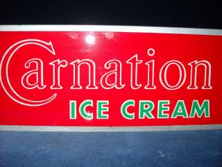 1950s Vintage Original Carnation Ice Cream Light Up Sign Glass w 