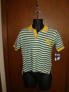 ROCAWEAR Mens Green w/White Stripes Polo Style Shirt Size Small (NWT 