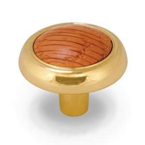 Hardware Resources Wood Knob (HR5302PBOAK)   Polished Brass with Oak