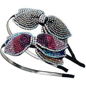  Fashion Ribbon Headband with Rhinestone   Color vary   1pc 