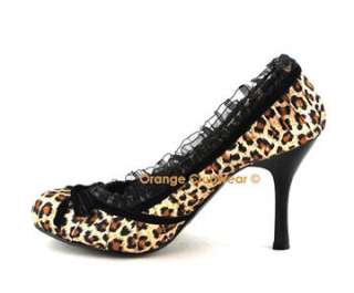 PLEASER Dainty 420 Cheetah Satin Pumps High Heels Shoes  