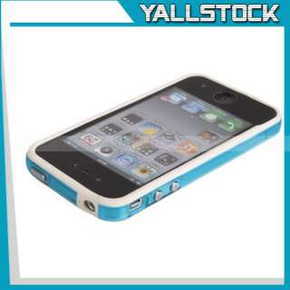 Blue Hard Frame TPU Bumper Case Skin cover For iPhone 4  