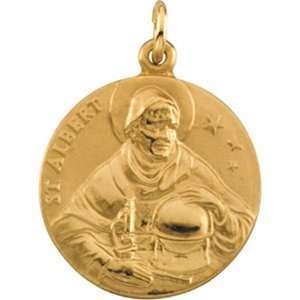   Yellow Gold St. Albert Medal Pendant Or Charm GEMaffair Jewelry