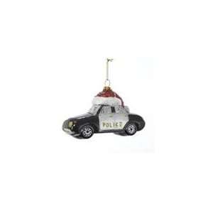  Pack of 6 Glittered Police Patrol Car with Santa Hat Glass 