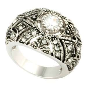  Clear CZ Ring with Embellishments Jewelry