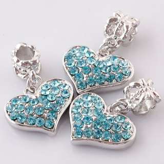   Crystal 18KGP Charm Heart Pendant Dangle Beads Fit Bracelets  