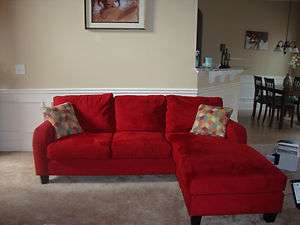Red Sectional sofa with chair  