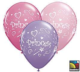 Princess Crown Wand Pink Purple Party Latex Balloons  