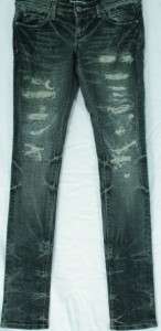 Amal Guessous Rock & Roll Couture Womens Black Jeans Ripped Skinny 