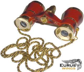 HQRP Opera Glasses Burgundy / Gold with Necklace Chain  