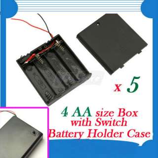 New 4 AA 2A Battery 6V Holder Box Case with Switch 7 Lead Black 