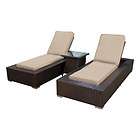    3pc Combo Kokomo Outdoor Wicker Patio Chaise Lounges & Table Sand