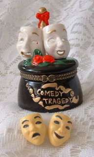 THEATRE MASKS of COMEDY & TRAGEDY PORCELAIN HINGED BOX  