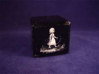 Antique Black Amethyst Hand Painted Paper Weight  