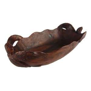 Hand Carved Mahogany Sea Turtles Centerpiece Bowl