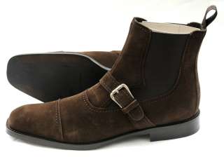  Italy Moritz Brown Suede Leather Monk Strap Boots 10 NIB $485  
