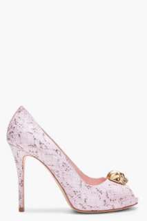 Alexander McQueen pink spotted viper skull heels for women  