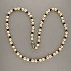   3MM JAPANESE AKOYA CULTURED PEARL 4MM ROUND BLACK ONYX BEAD NECKLACE