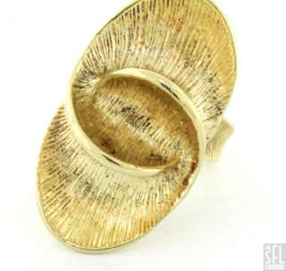 VINTAGE HEAVY 18K GOLD FANCY JUMBO ABSTRACT FLOWER FASHION RING SIZE 7 