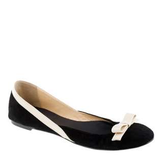 Suede ballet flats with bow   ballets   Womens shoes   J.Crew