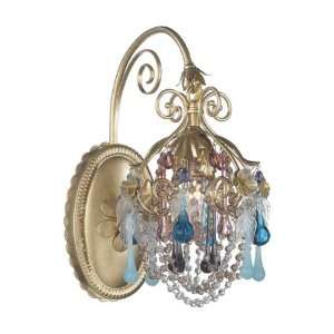Schonbek 1415 23AQ Rose 1 Light Wall Sconce in Etruscan Gold with Aqua 