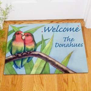  Personalized Love Birds Welcome Doormat Patio, Lawn 