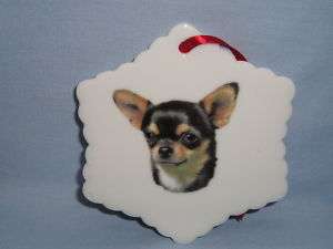 Chihuahua Dog Black Snowflake Christmas Tree Ornament H  