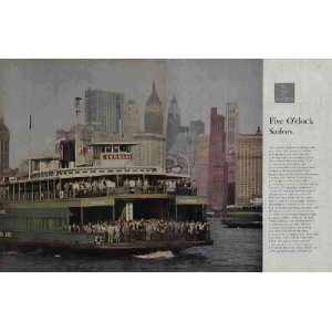 in Manhattan board five ferries such as the Red Bank for a one mile 