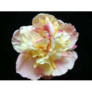 Peach and Yellow Peony Real Touch Hair Flower Clip and Pin 