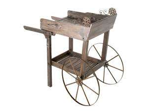   Garden Cart Rolling Wooden Plant Stand Planter Potting Bench  