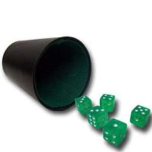 Green 16mm Dice with Plastic Dice Cup 