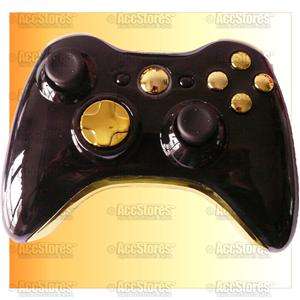 Xbox 360 Wireless Controller Shell Case button Chrome Gold + Black 