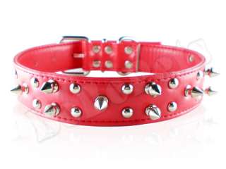Spiked Studded Leather Dog Collar spikes M L XL  