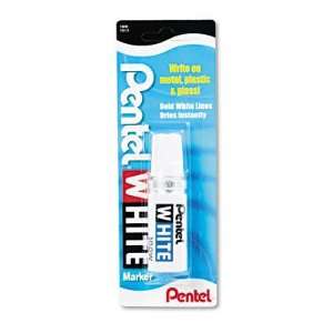  Pentel Permanent Marker, Broad Tip, White, EA   PEN100W 
