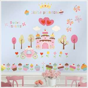CUPCAKE LAND 56 Wall Stickers Princess Castle Decals  