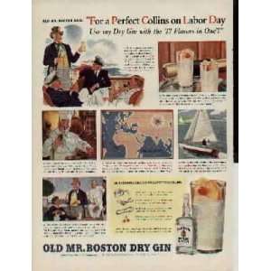   Labor Day . 1940 Old Mr. Boston Dry Gin ad, A0723 