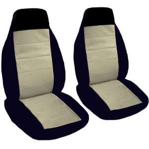  2 black and sand car seat covers for a 2002 Ford Focus 