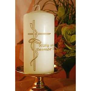  Centerpiece Candle   Cross with Wedding Rings
