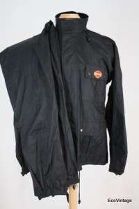 Harley Davidson Black Hooded 2 Pc Rain Suit Gear Jacket Pants 