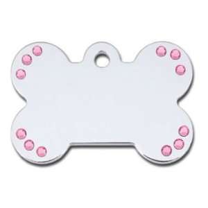 Quick Tag Large Pink Crystal Bone Personalized Engraved Pet ID Tag 