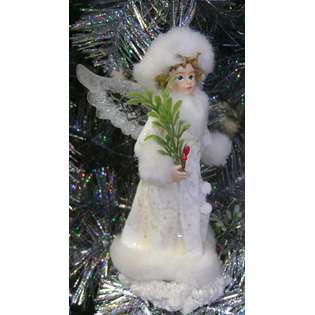   Teller Angel with Holly Sprig Glitter Christmas Ornament 