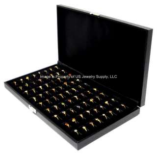 Large Grained Leatherette 72 Ring Display Storage Case  