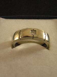14K Solid White Gold Ring w/ 3 small diamonds  