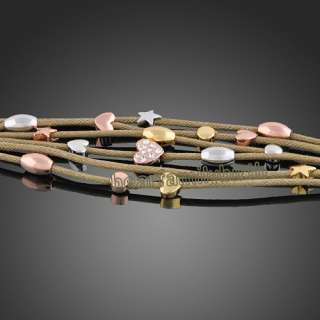 18K rose gold GP swarovski crystal rope bracelet B132  
