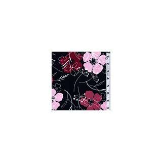   Black/Burgundy Floral Poplin   Apparel Fabric Arts, Crafts & Sewing