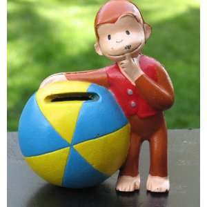  Curious George 1999 Cast Metal Bank with Yellow & Blue 