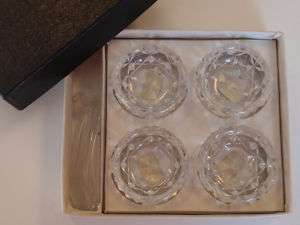 Vintage Handmade Viking Glass Salt Cellar Set 4 Japan  