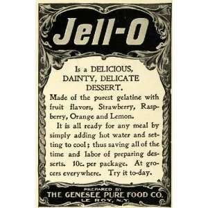  1902 Ad Jell O Dainty Delicate Fruit Dessert Genesee Gelatin 
