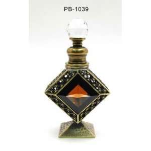  Amber Stone Perfume Bottle 4.25in H