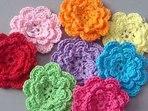 40 Handmade Crochet Flower Appliques Sewing Bow A136  